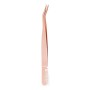 Penseta pentru gene false tip banda XW003 Pink usor curbata cu pieptene